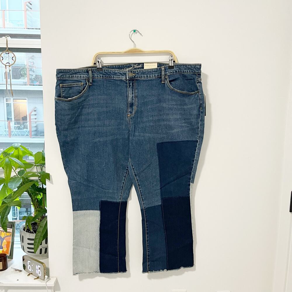NEW Universal Thread Patchwork Kick Crop Bootcut Jeans Size 26W